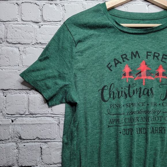 Farm Fresh Christmas Trees Graphic Print Short Sleeve Green Tshirt Size XL - Picture 4 of 10
